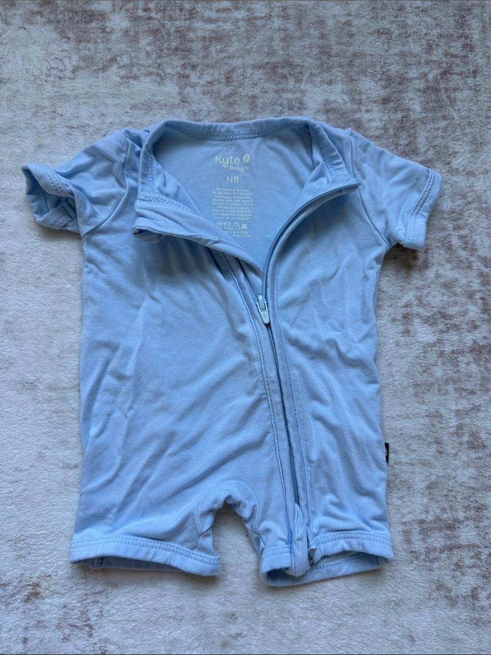 Kyte BABY Light Blue Short Sleeve Zip One-Piece